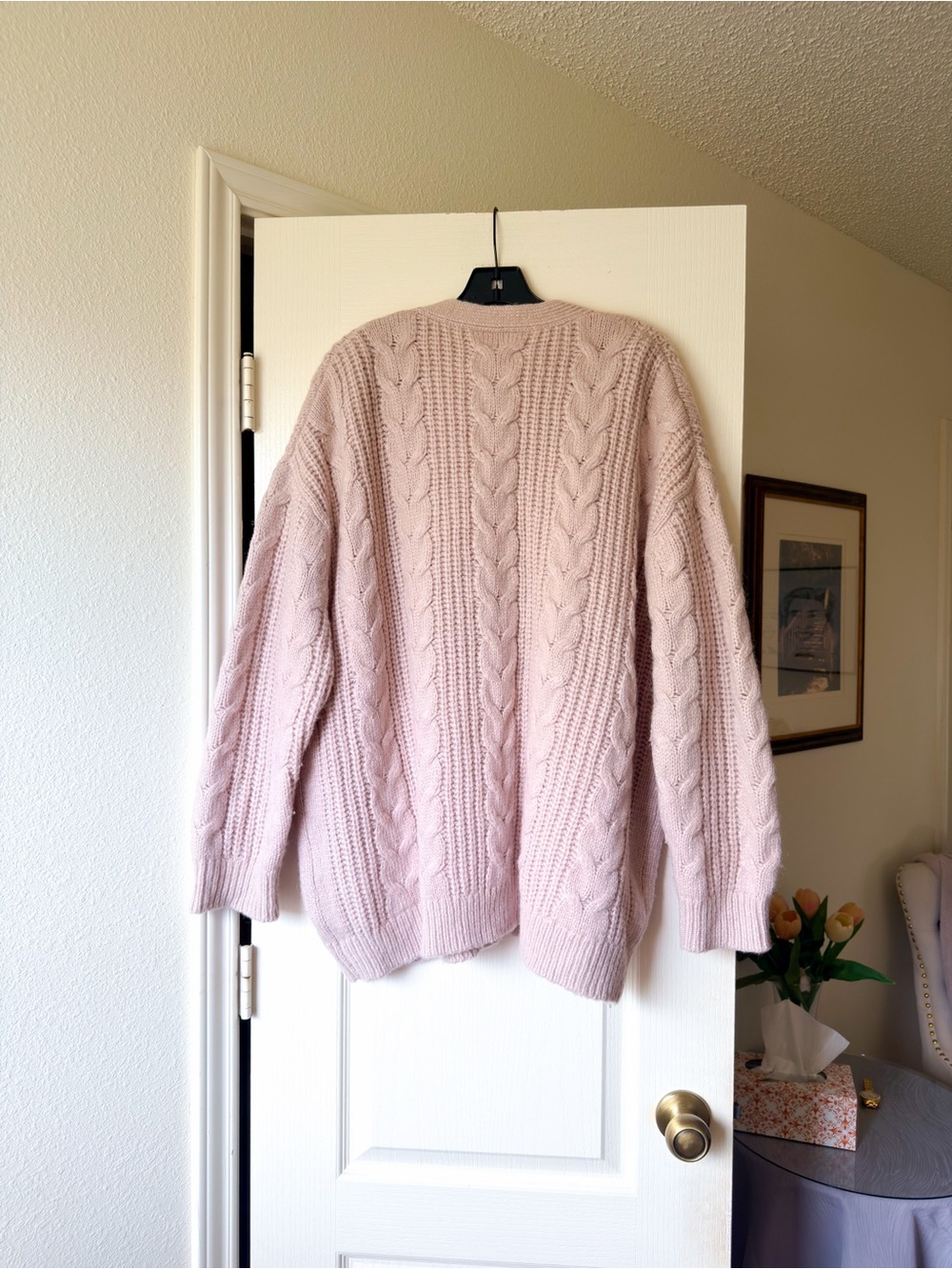 Jenni Kayne Cable‎ Cocoon Cardigan Blush Oversized XL GUC - Picture 8 of 9